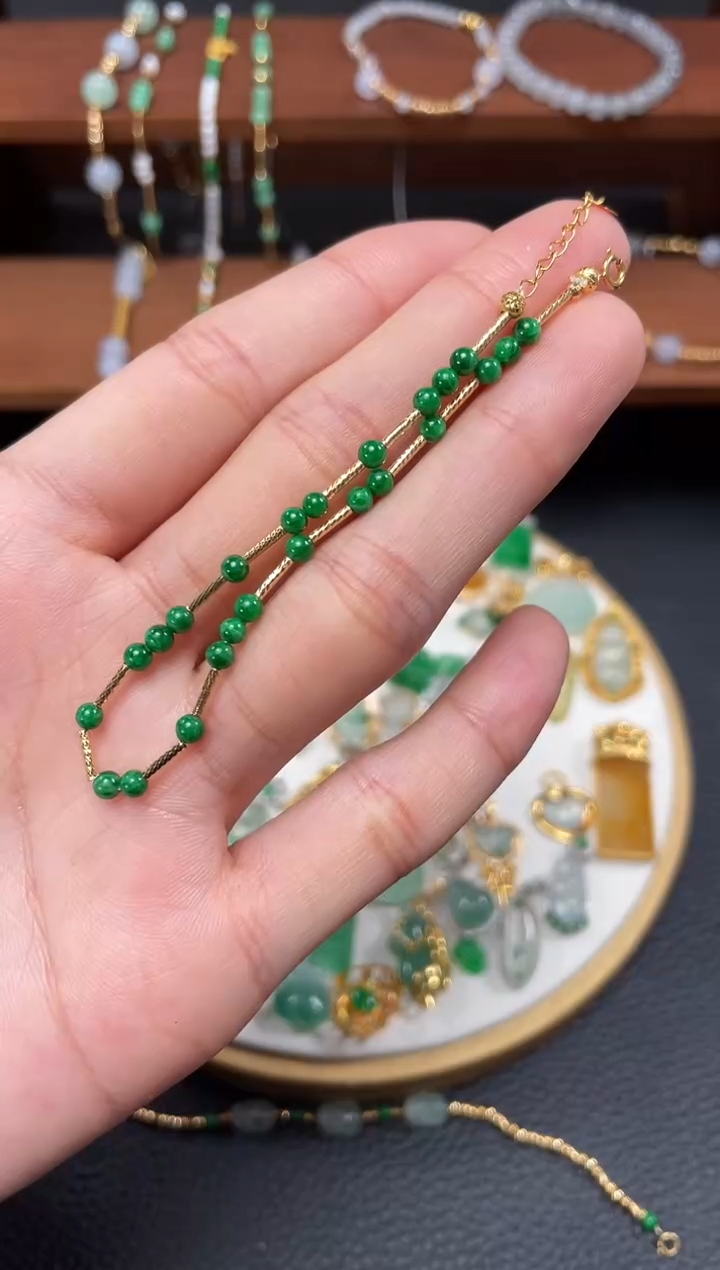 【闪购商品】翡翠套链18K金镶嵌一个   JK699