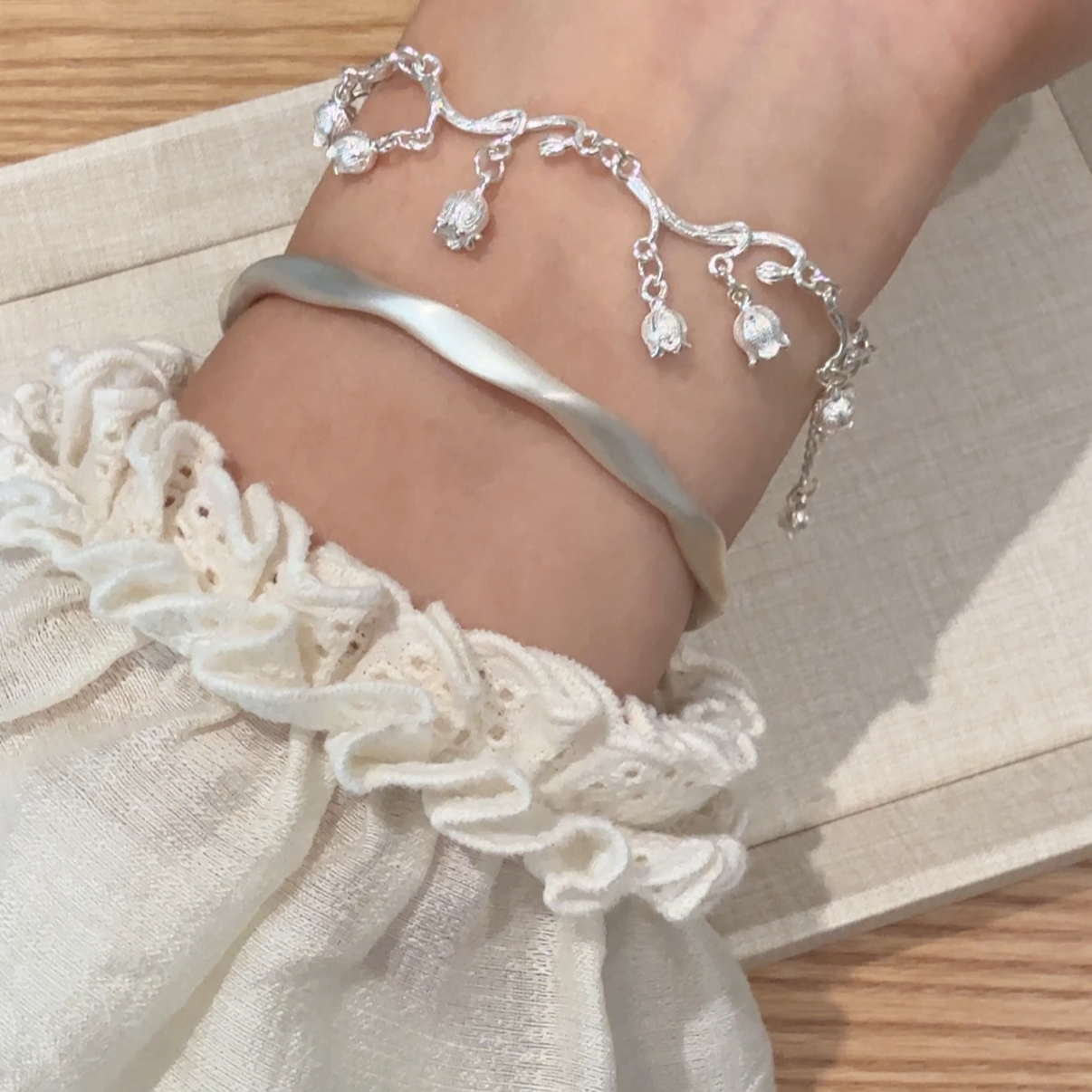 足银手链 藤蔓铃兰花国风系列手链脚链