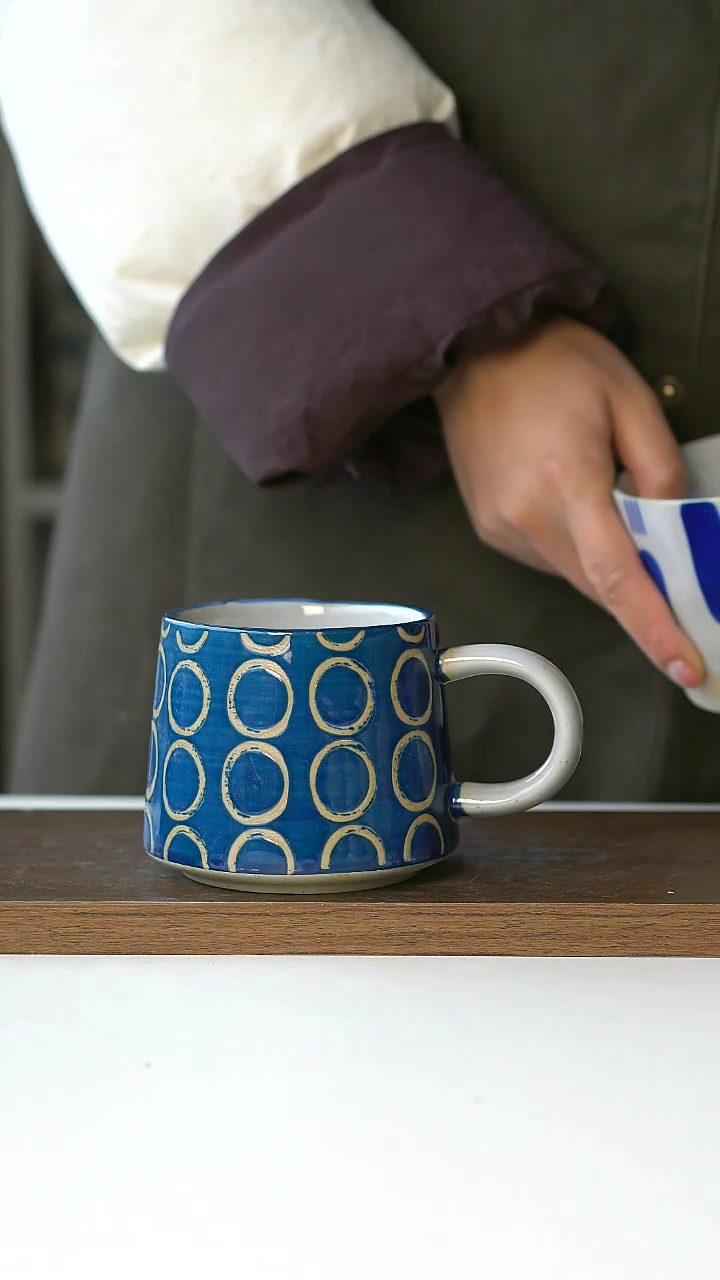 【闪购商品】陶瓷线圈浮雕马克杯微瑕@4-2@