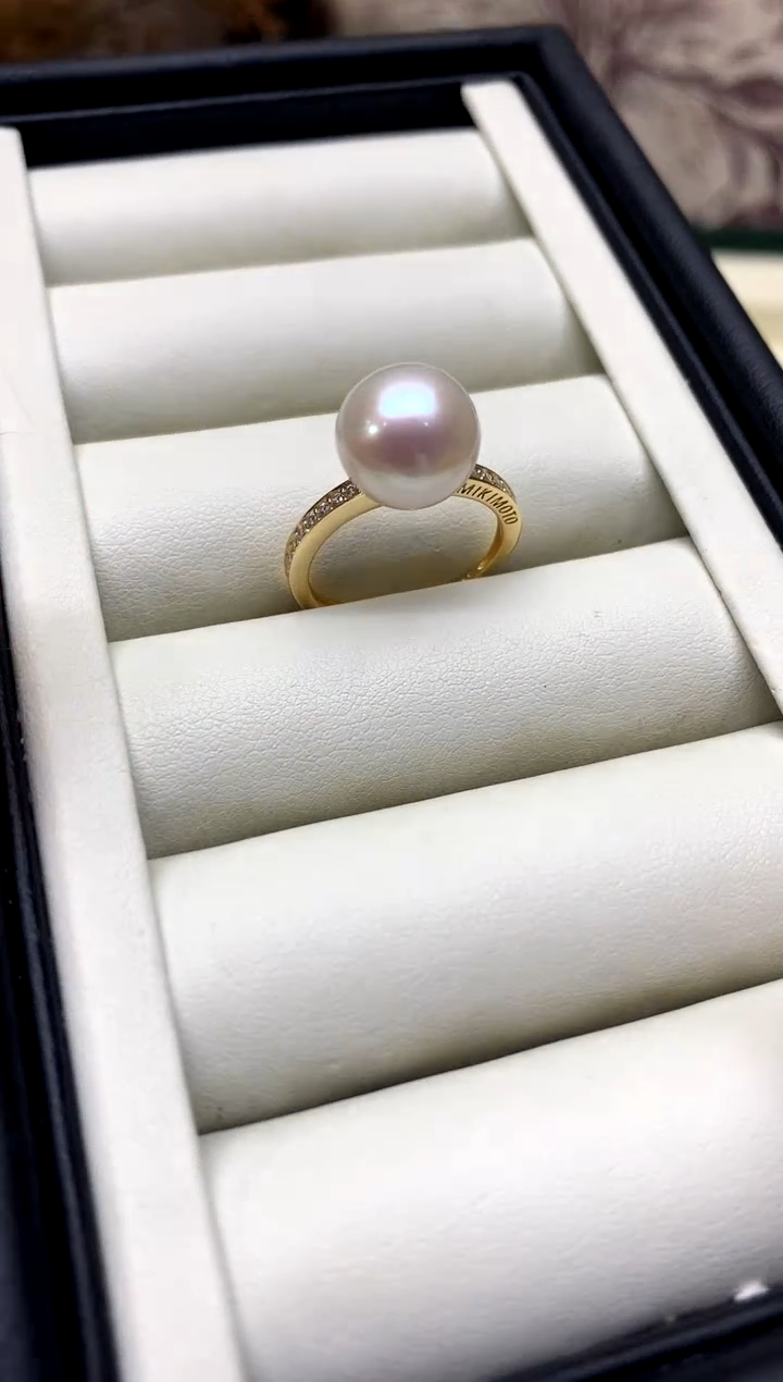 银S925镶嵌戒指淡水珍珠11-12mm