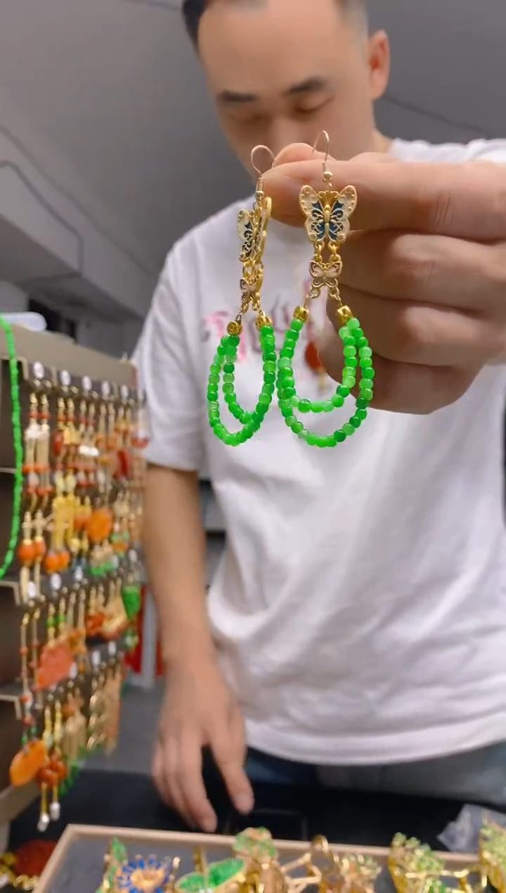 【闪购商品】翡翠耳饰合金0267翡翠耳钩