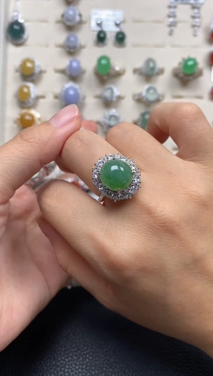 【闪购商品】翡翠戒指银S925镶嵌111111