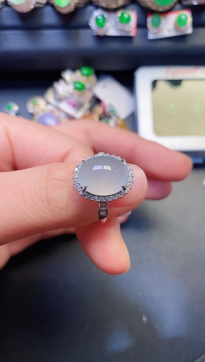 银S925镶嵌戒指翡翠天然