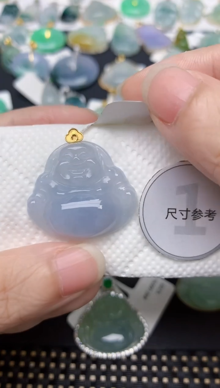 翡翠18K金镶嵌颈饰天然缅甸A货翡翠
