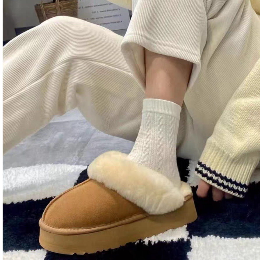 纯原羊毛包头厚底半拖保暖舒适