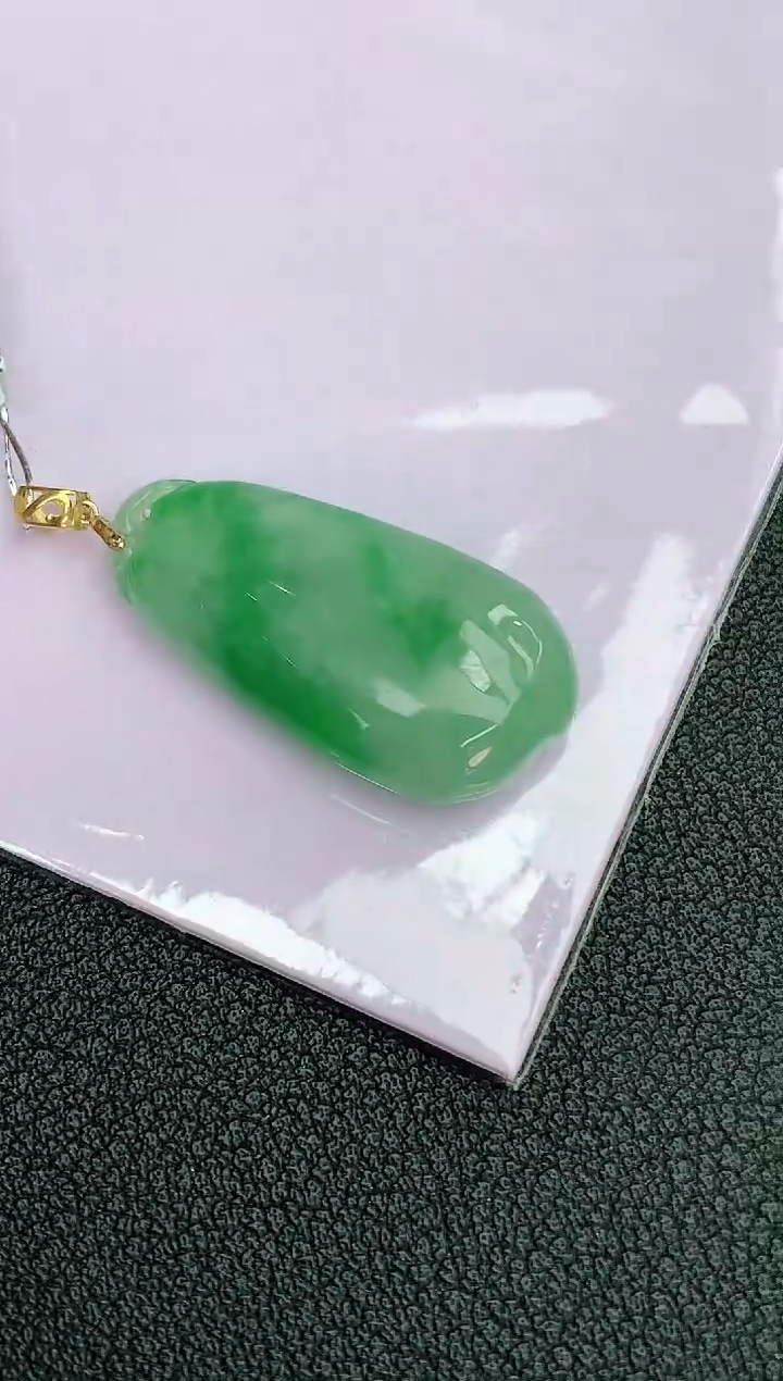 颈饰18K金镶嵌翡翠?****?赠礼盒证书 麦麦