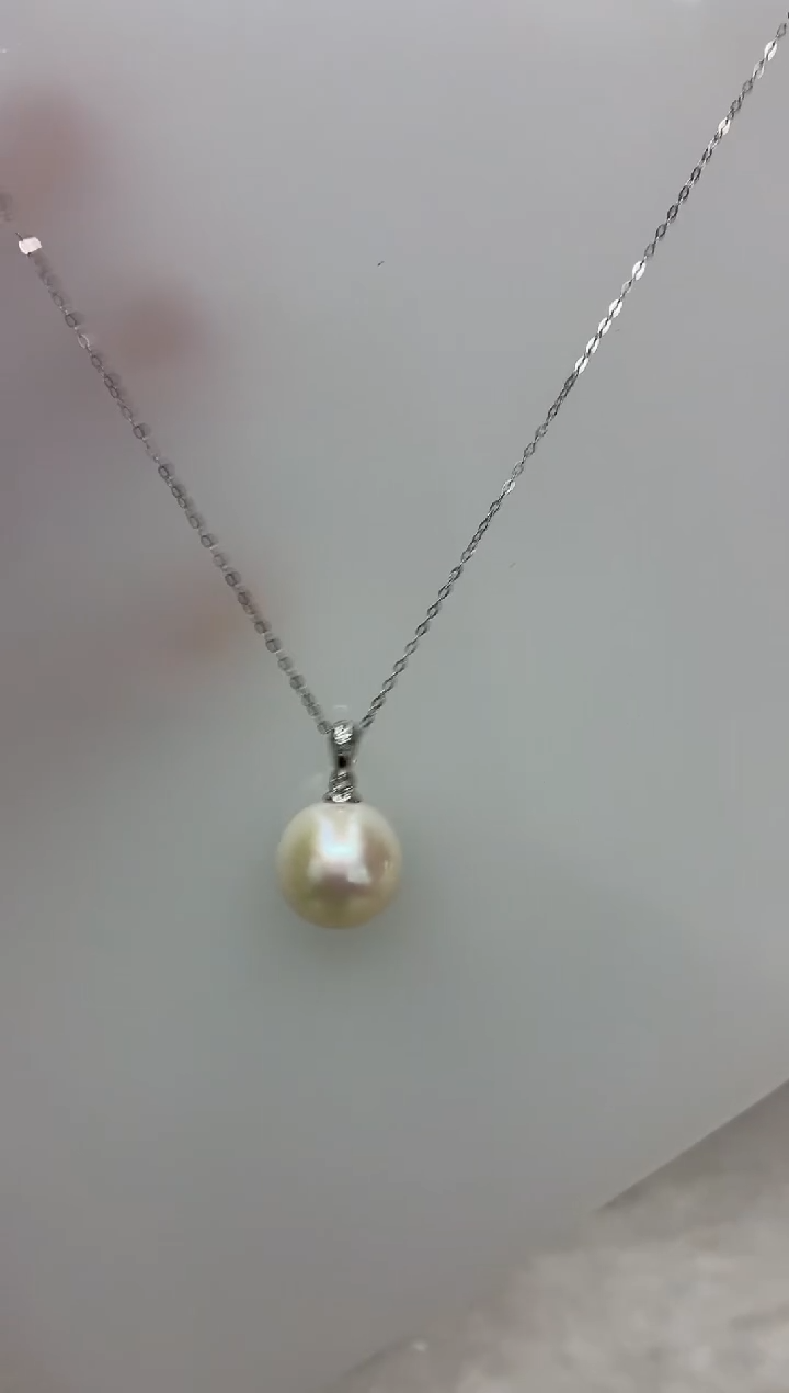 银S925镶嵌DA淡水珍珠曼塔吊坠13-14 y365