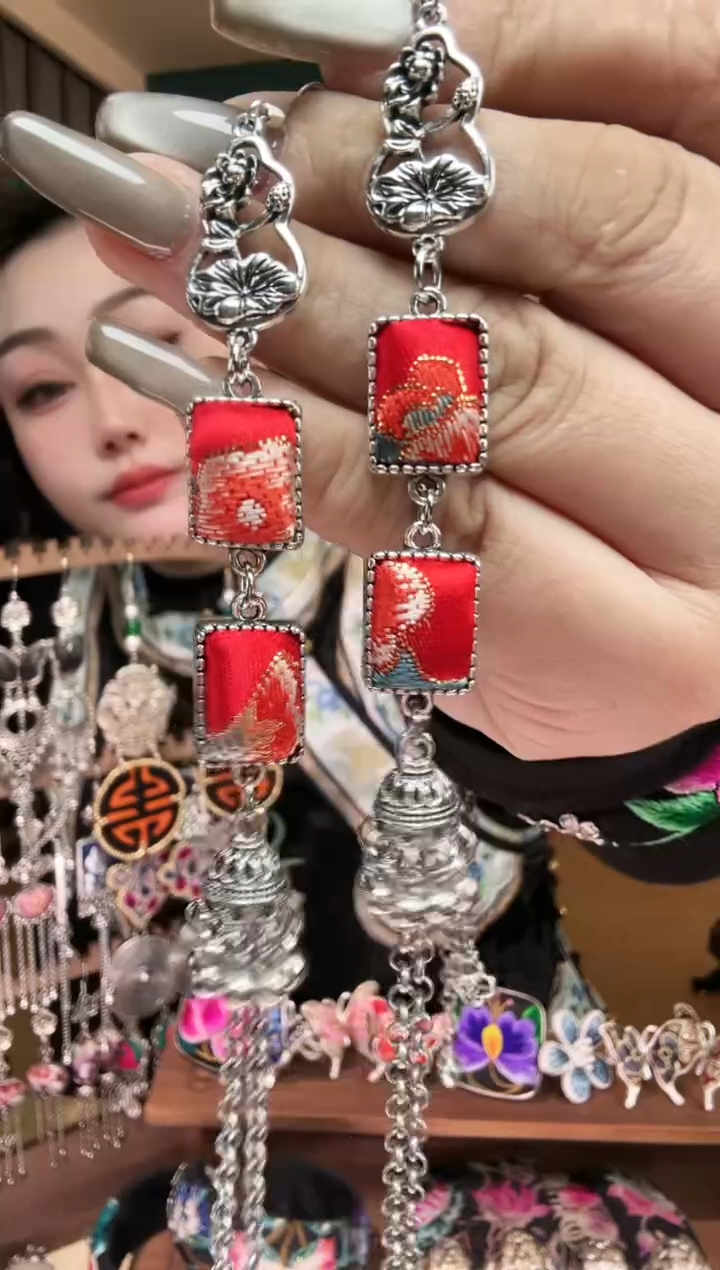 刺绣纯手工民族风刺绣耳环