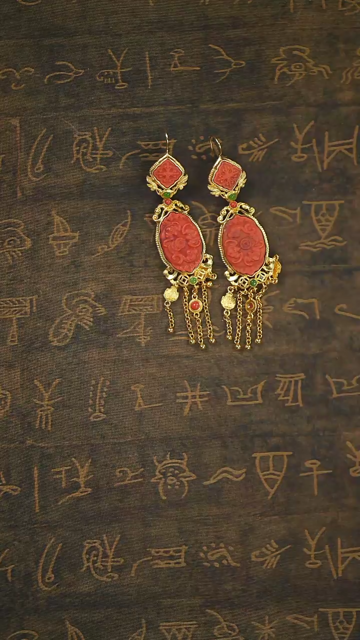 【闪购商品】南红玛瑙耳环银S925镶嵌福在眼前