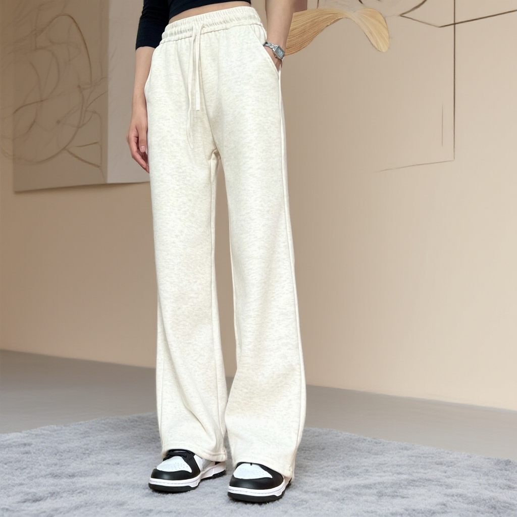 25年新款【净版加厚加绒】冬季显瘦直筒垂感慵懒宽松直筒休闲长裤