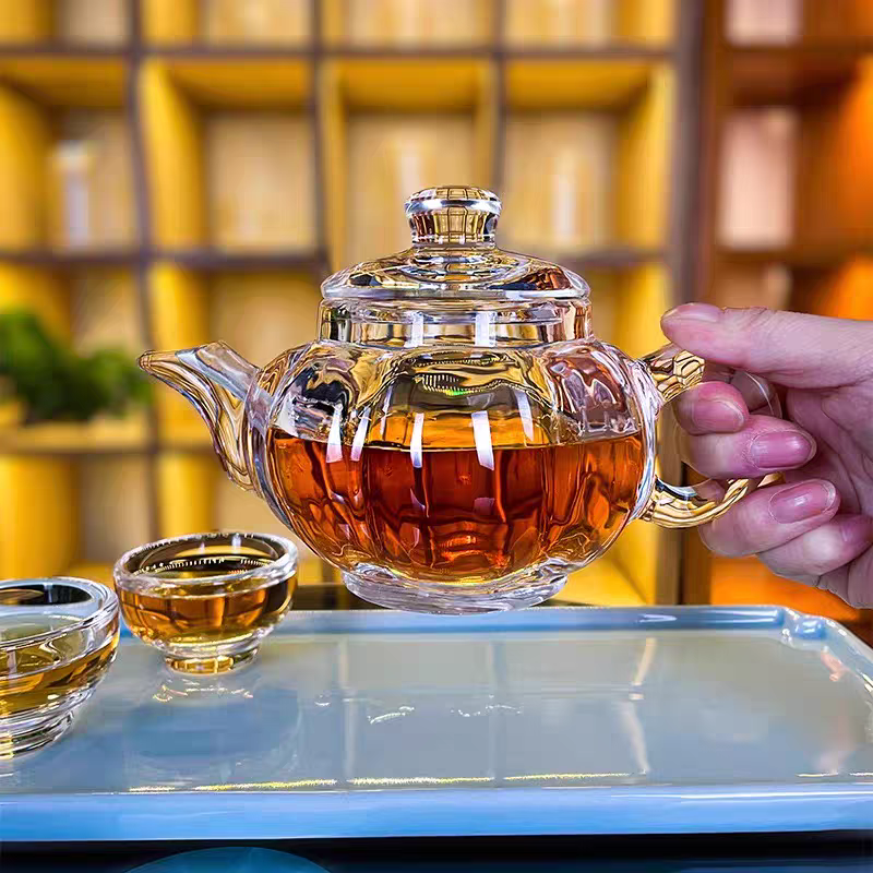 原矿工艺水晶南瓜壶手工打磨煮茶壶耐高温高档品味