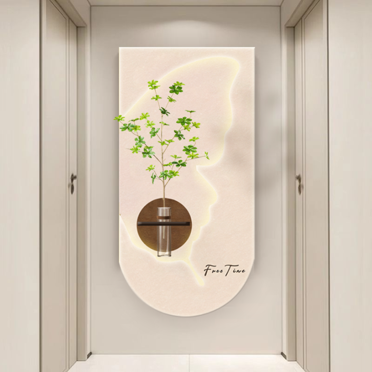 DE-058奶油风水培绿植玄关装饰画入户正对门走廊尽头立体捡漏2