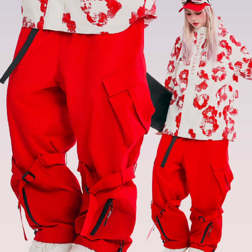 Swagli新款【头号玩家】滑雪裤防风防水加绒压胶单双板滑雪服男女