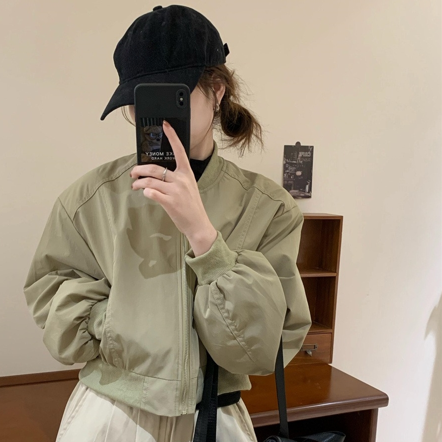 秋季休闲夹克外套女百搭显瘦宽松小个子短款上衣棒球服简约时尚