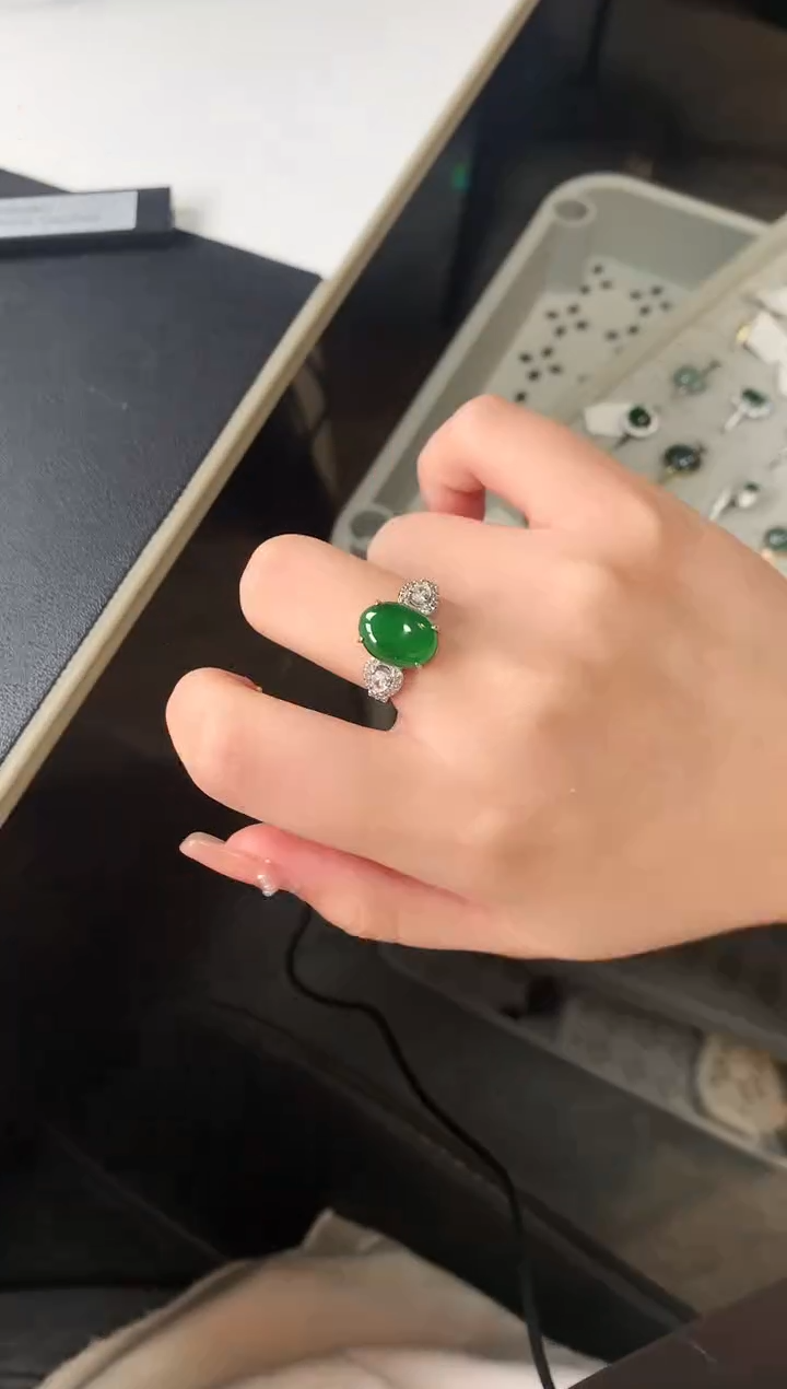 【闪购商品】翡翠戒指银S925镶嵌521124
