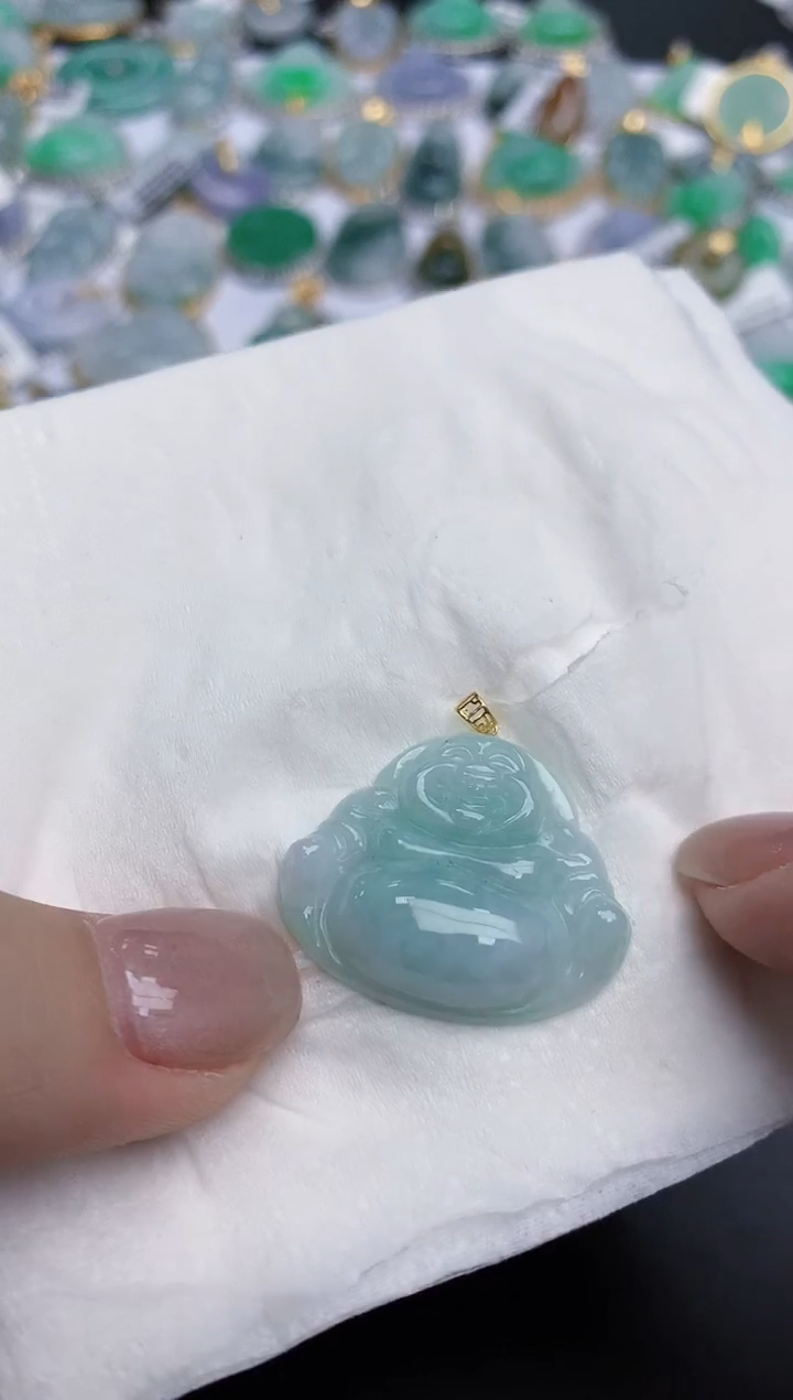 【闪购商品】翡翠颈饰18K金镶嵌天然缅甸翡翠A货
