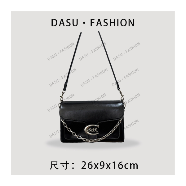 【苏总专属】QYX-9736-1-黑色时尚潮流气质真皮小众腋下包斜挎包