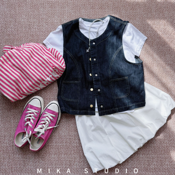 MIKA 25春夏新品青少年大童水洗原色牛仔马甲