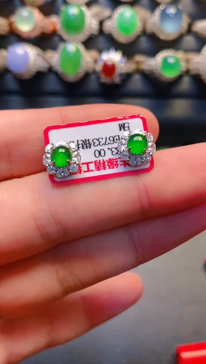 银S925镶嵌戒指翡翠天然