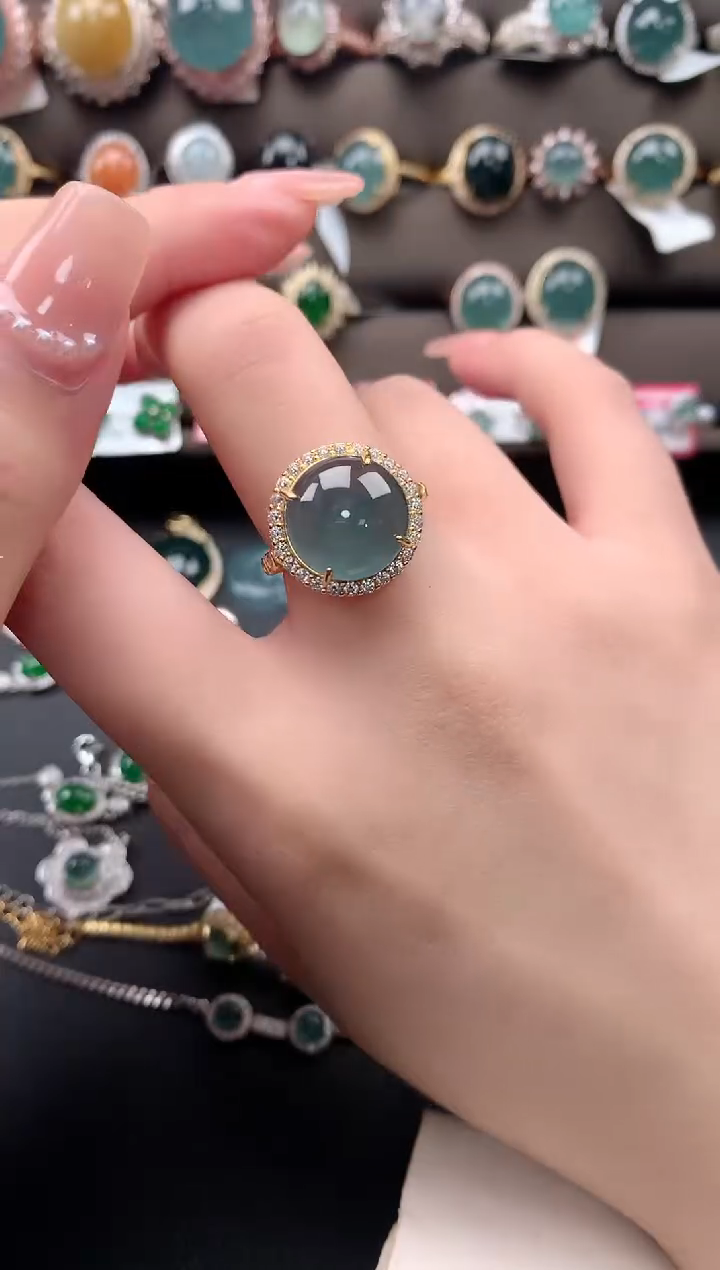 【闪购商品】翡翠戒指银S925镶嵌562141