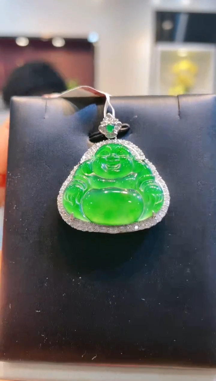 【闪购商品】翡翠颈饰银S925镶嵌A14天然A货翡翠吊坠（不含链）