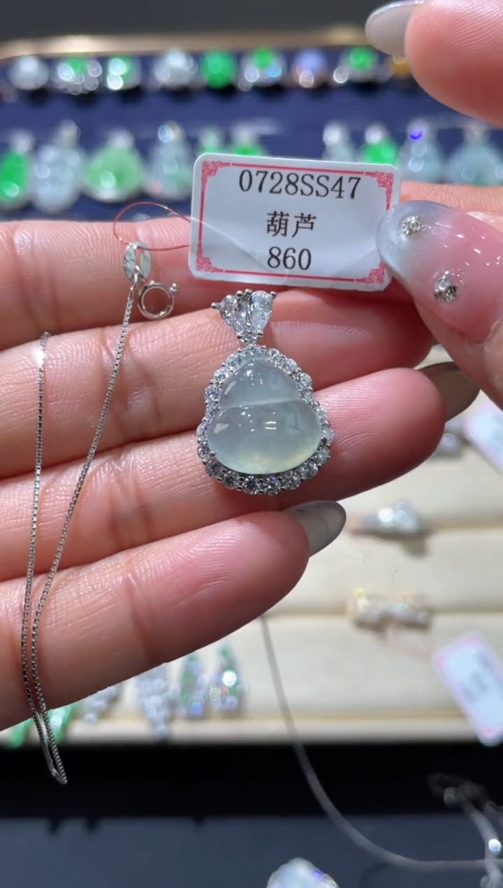 翡翠银S925镶嵌吊坠(赠链)0728SS47