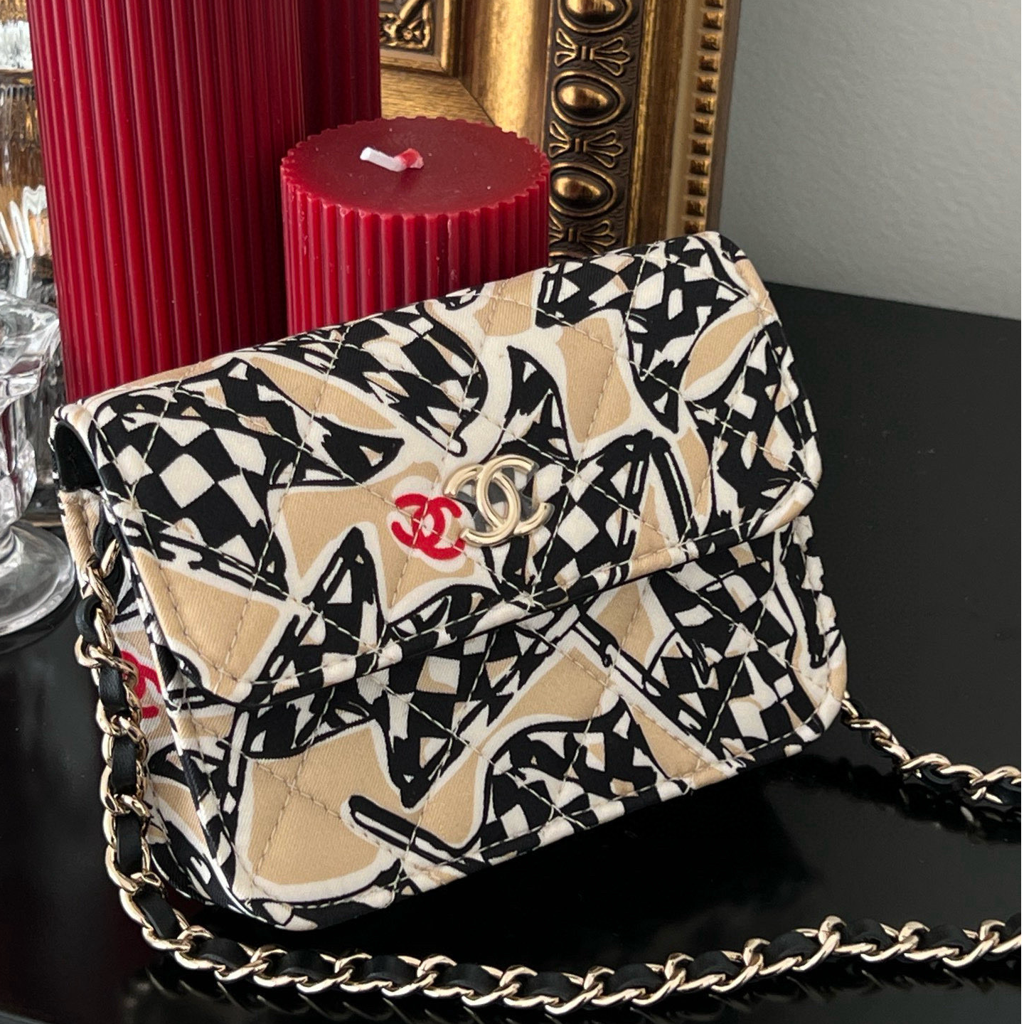 95新 Chanel/香奈儿 千禧一代-vic卡其色限定斜挎包4771834