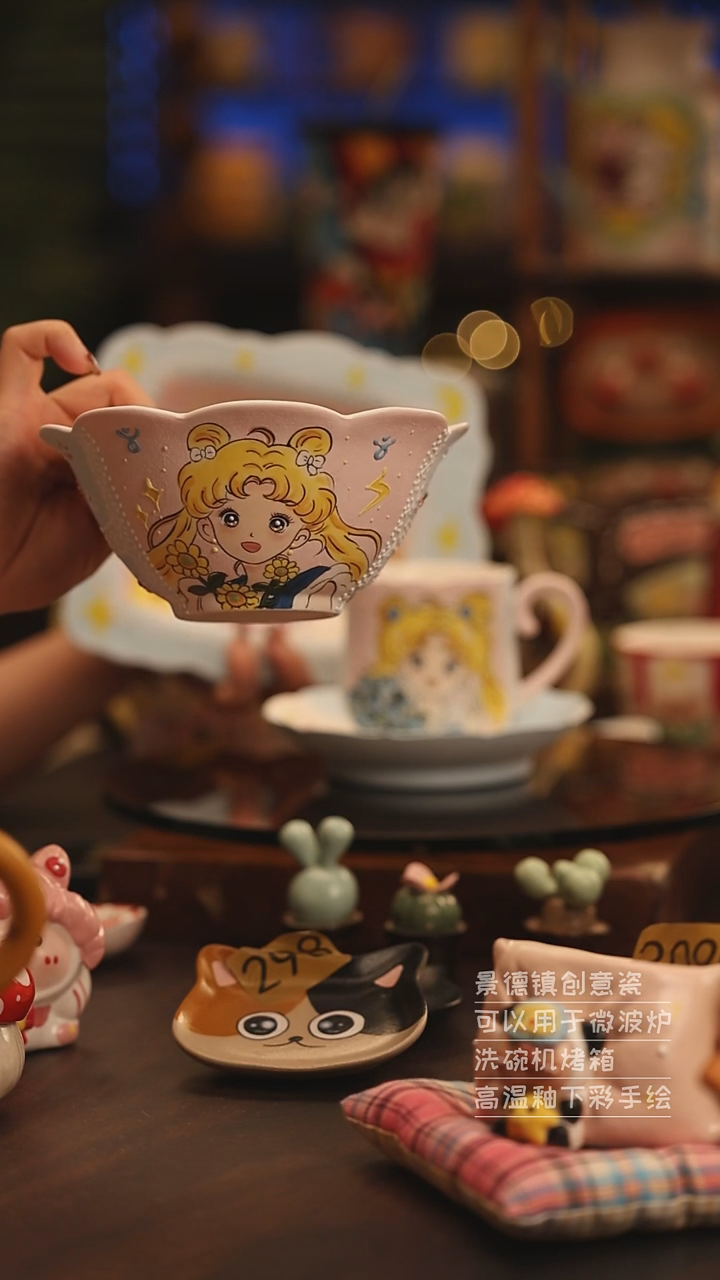 陶瓷景德镇可爱陶瓷釉下彩绘设计师款
