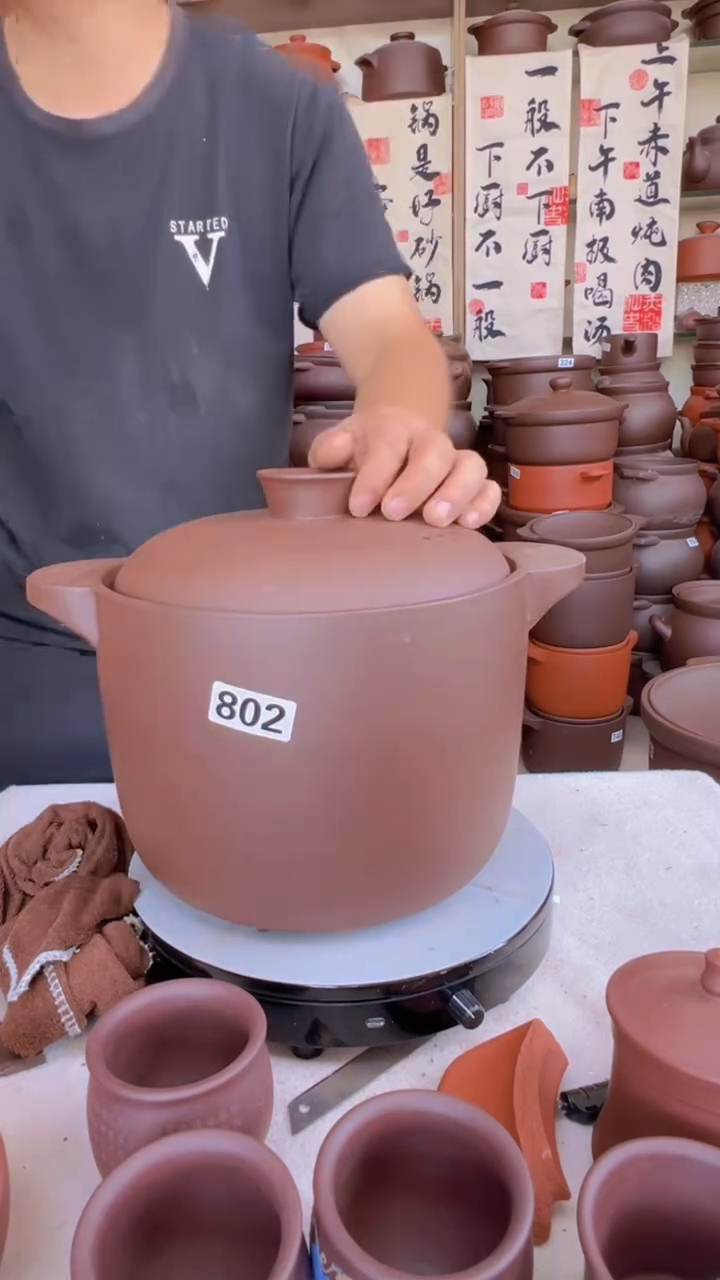 宜兴紫砂6升直筒锅紫泥802