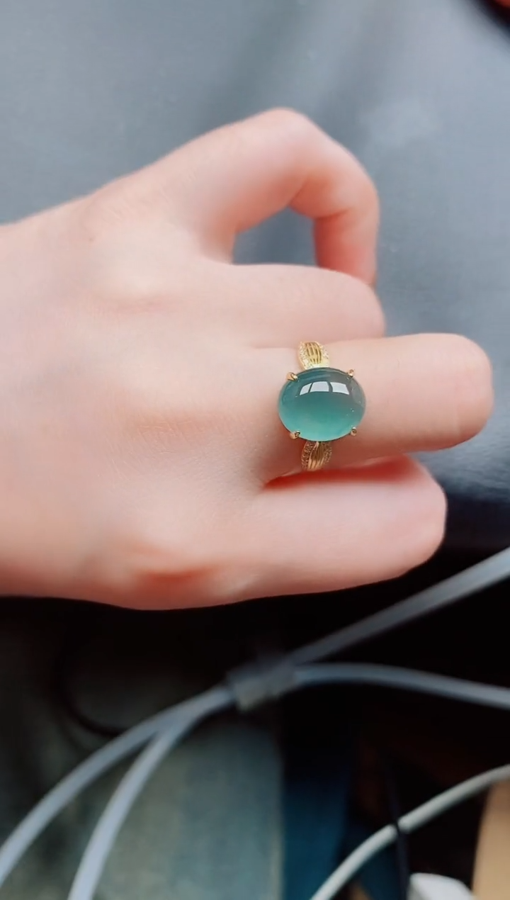 【闪购商品】翡翠戒指银S925镶嵌天然a货翡翠539