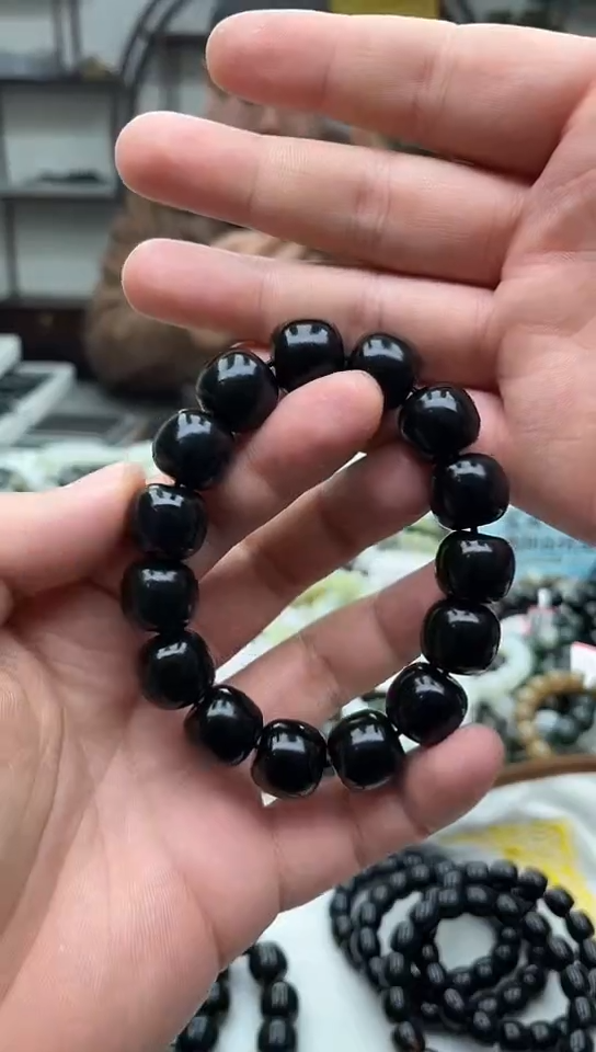 未镶嵌手串和田玉纯天然新疆塔县黑青16老型