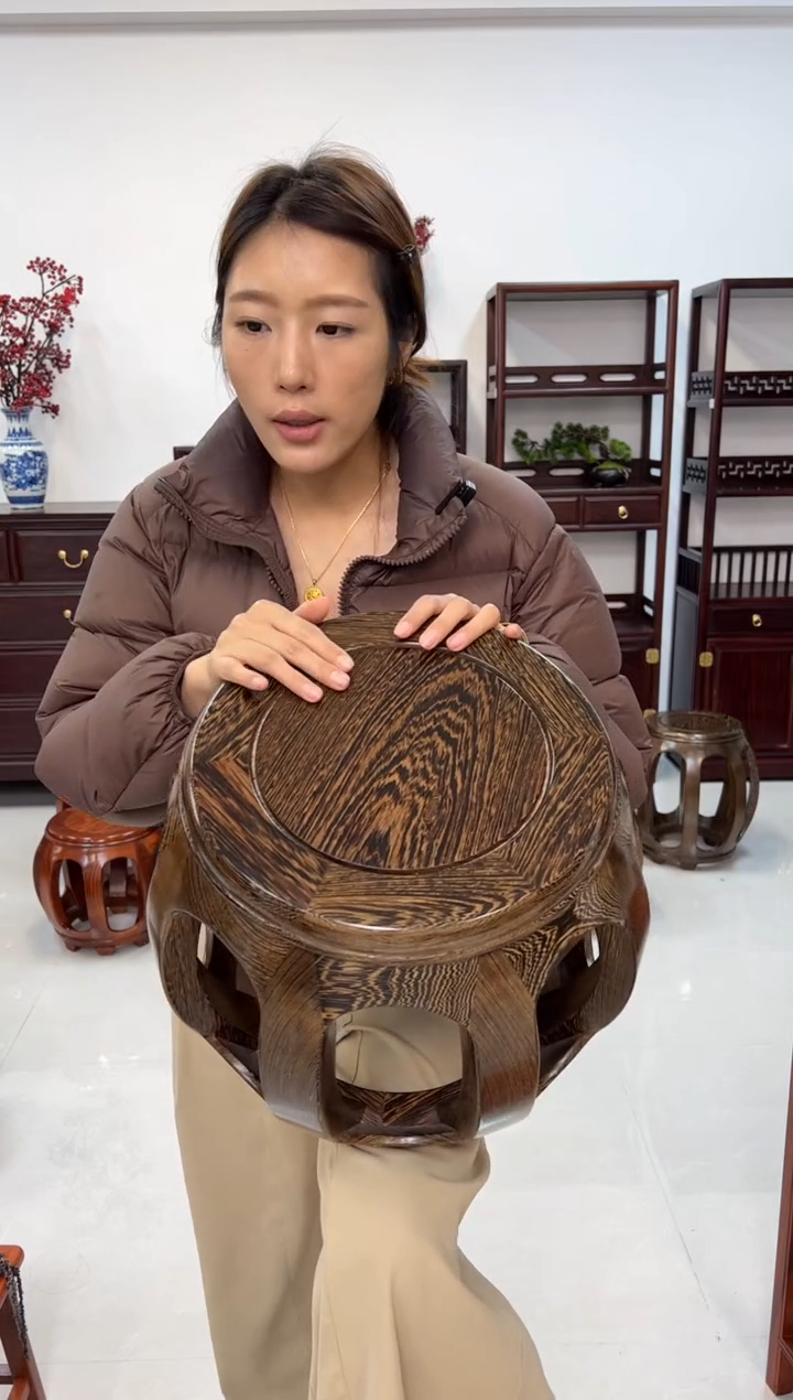 鸡翅木类家具鸡翅木小号鼓凳 假一赔四