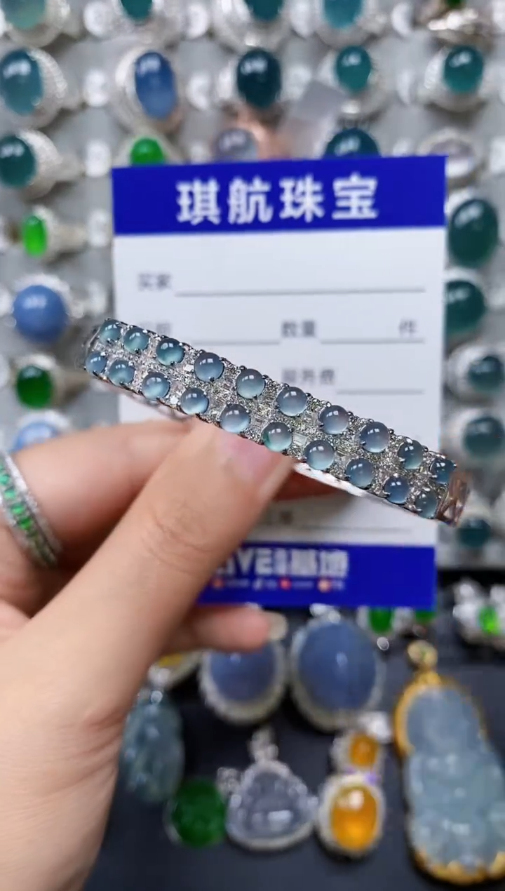 【闪购商品】翡翠手镯银S925镶嵌0099