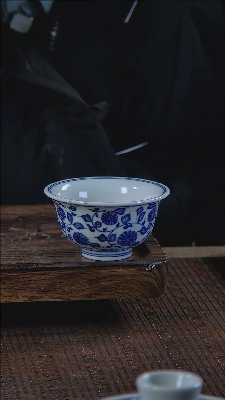 【闪购商品】折葵非器手工手绘缠枝压手杯双花