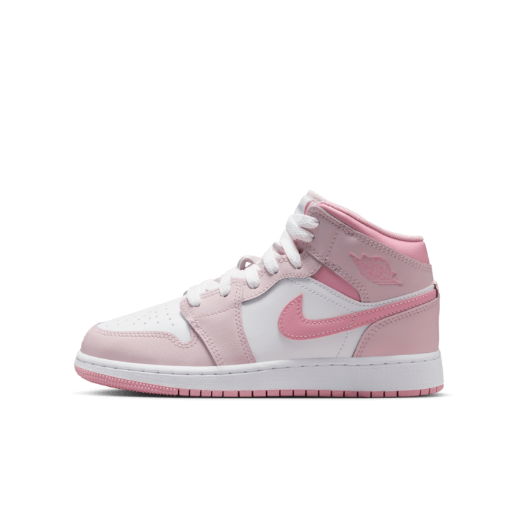 Nike/耐克官方正品AJ1 MID(GS)大童低帮白粉休闲鞋DQ8423-600