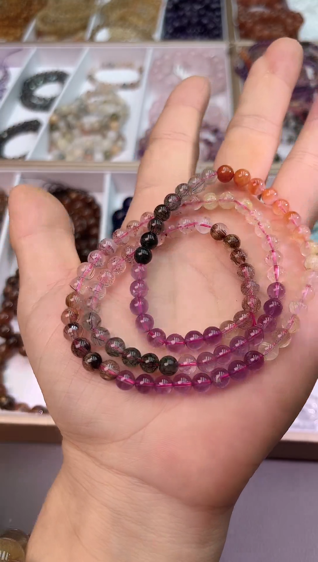 水晶手链未镶嵌SJ-150多宝三圈手串