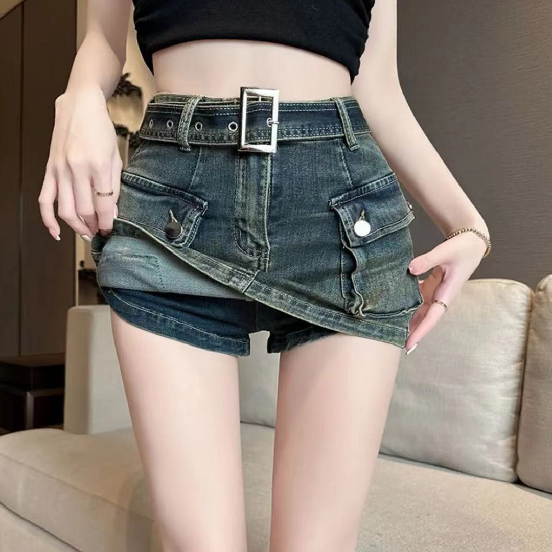 美式复古高腰牛仔短裤（这里看码数）