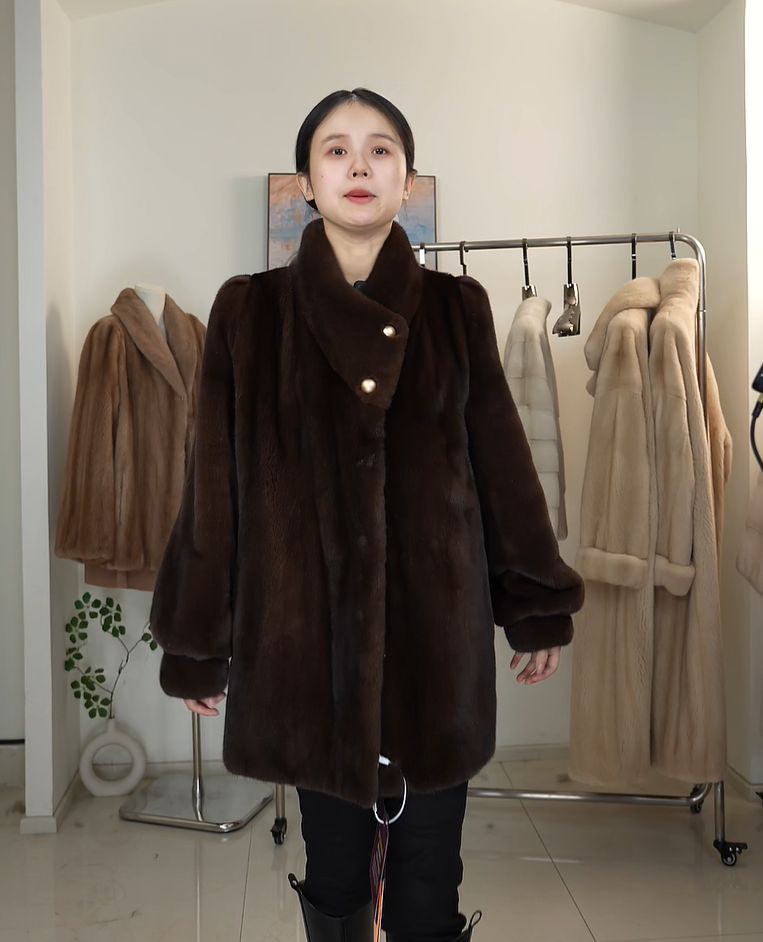 马哈跟尼天然原皮原色水貂外套