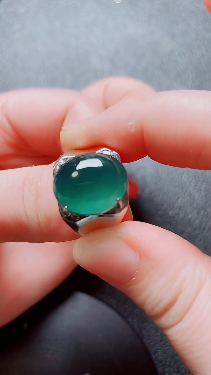 翡翠戒指银S925镶嵌翡翠