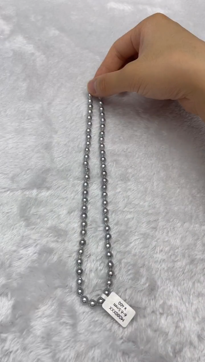 海水珍珠银S925镶嵌项链AK真多麻6-6.5mm