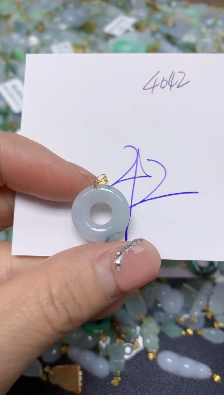 【闪购商品】翡翠挂件18K金镶嵌 天然翡翠A货