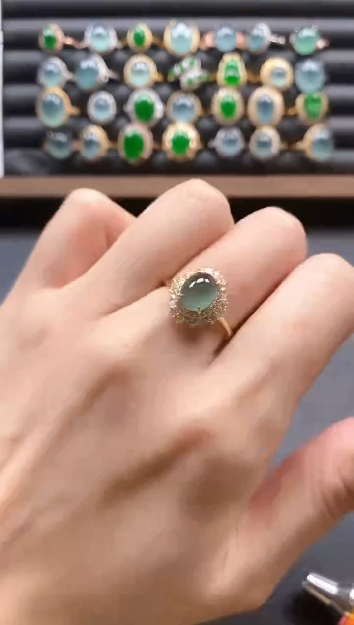 银S925镶嵌戒指翡翠51151