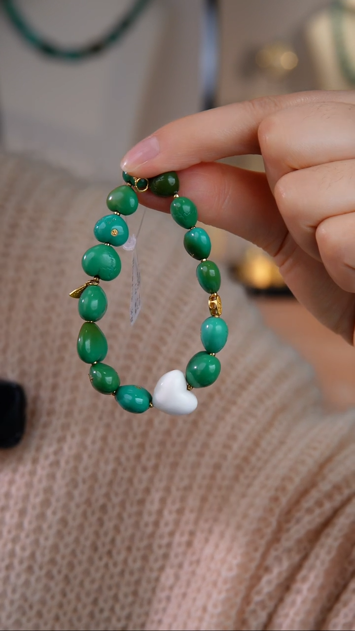 18K金镶嵌绿松石手链1