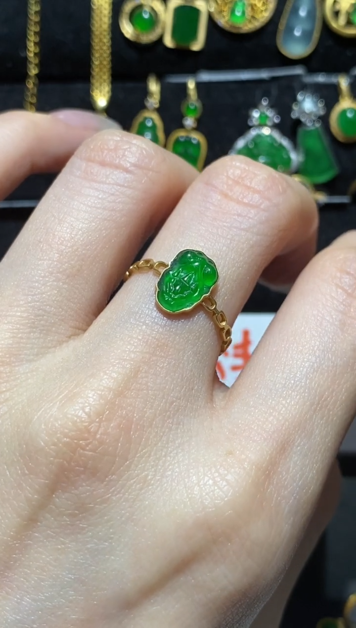 【闪购商品】翡翠戒指18K金镶嵌戒指