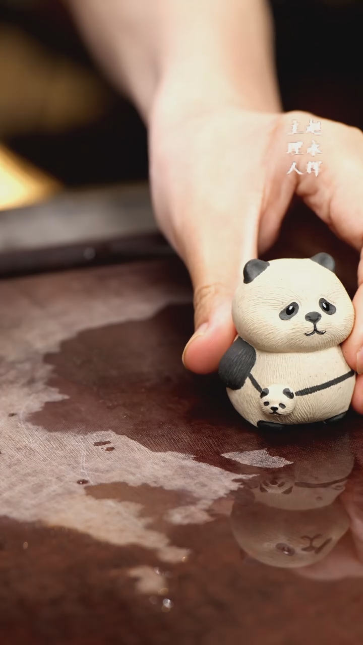 紫砂茶宠小背包熊猫