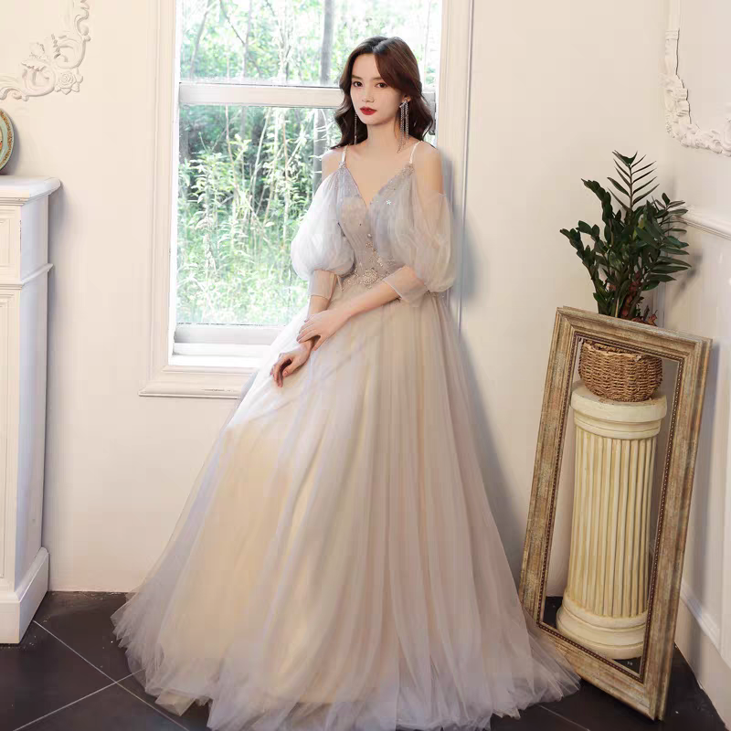 宴会轻晚礼服裙女气质高端轻奢小众主持人高级感艺考法式端庄大气