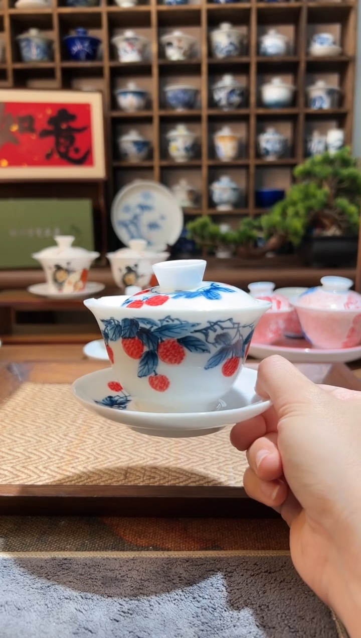 【闪购商品】手绘荔枝三才盖碗