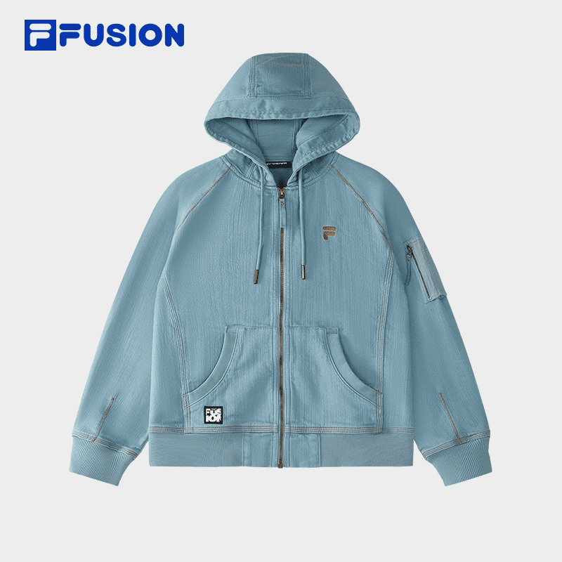 FUSION仿牛仔连帽宽松外套女士运动休闲亲肤舒适T11W513705