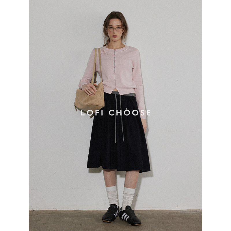 Lofi choose 撞色假两件针织开衫女春季新款气质高级感小个子上衣