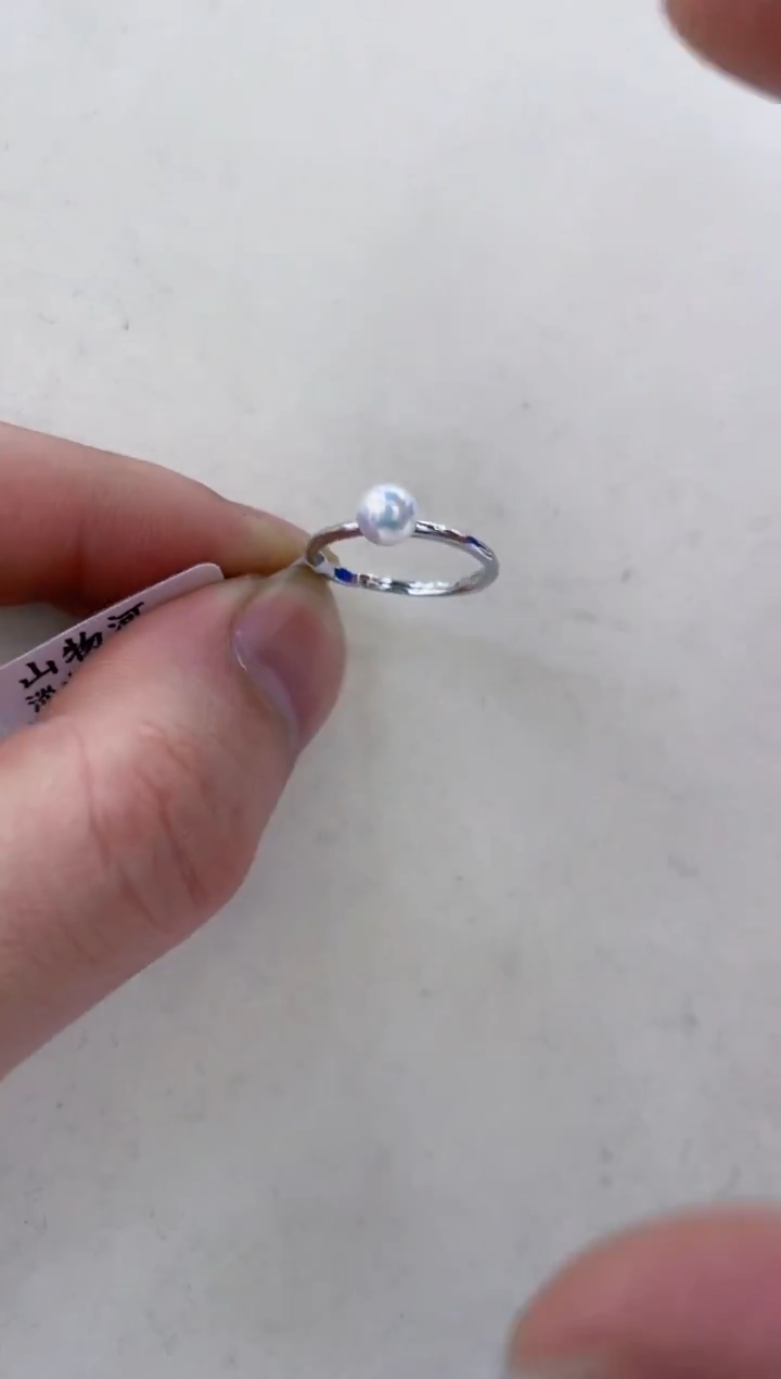 银S925镶嵌戒指淡水珍珠  